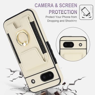 For Google Pixel 8a Kickstand Case Phone Cover with Card Slots