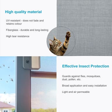Fluenet Insektnet Vinduesdør Glasfiber 150 cm (sort)