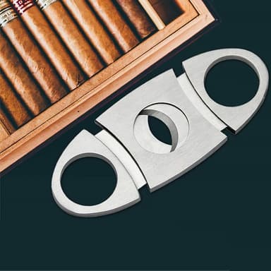 Cigarskærer med dobbelt guillotine rustfrit stål Sølv