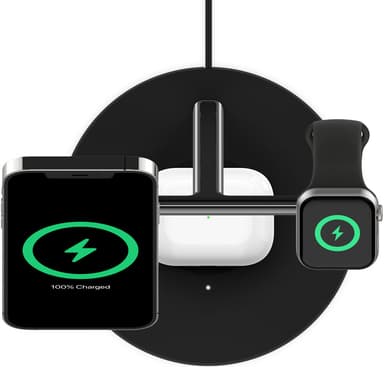 Belkin 3-i-1 MagSafe kompatibel Qi2 oplader, 15W