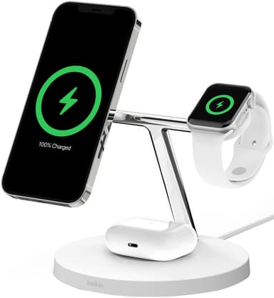 Belkin 3-i-1 MagSafe kompatibel Qi2 oplader, 15W