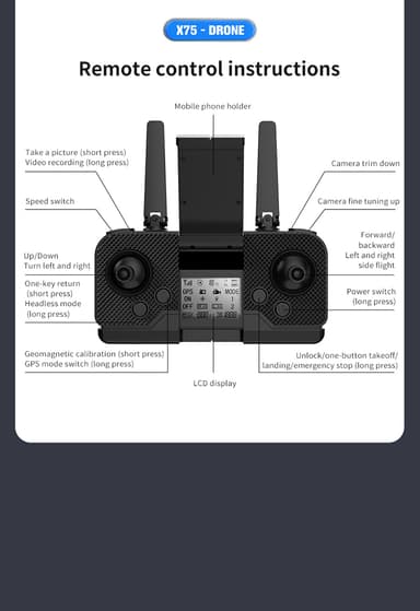4K Drone med foldbart design, dobbelt kamera, undgåelse af forhindringer Sort