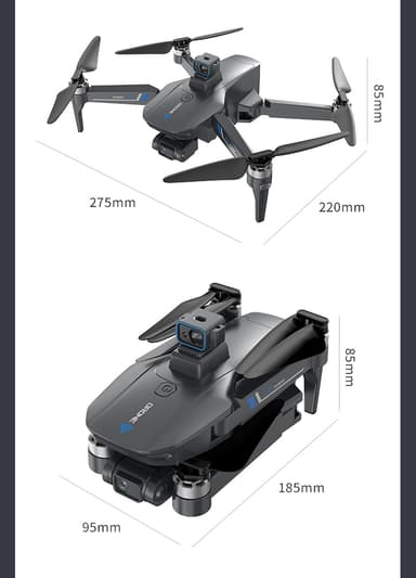 4K Drone med foldbart design, dobbelt kamera, undgåelse af forhindringer Sort