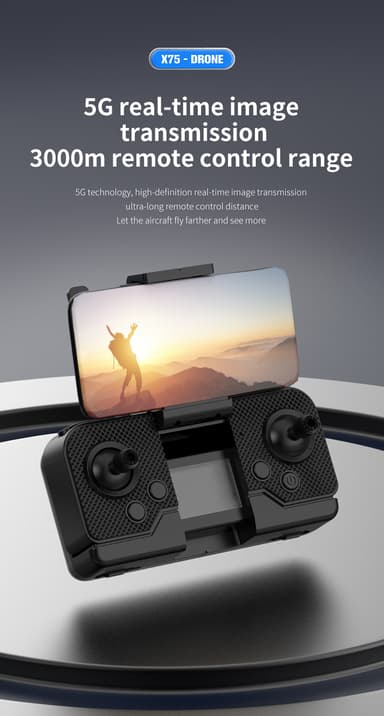 4K Drone med foldbart design, dobbelt kamera, undgåelse af forhindringer Sort