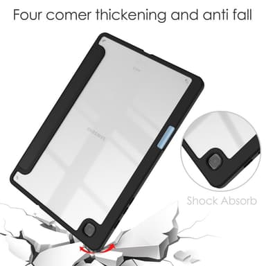 SKALO Samsung Tab S6 Lite Trifold Etui med gennemsigtig bagside - Sort