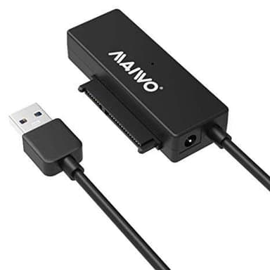 Maiwo K10435 5Gbps USB3.1 til 2,5 ""og 3,5"" HDD / SSD 12.5mm SATA III adapter med 10cm USB Et kabel, skab i transparent plast, med strøm adapter