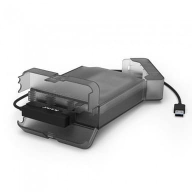 Maiwo K10435 5Gbps USB3.1 til 2,5 ""og 3,5"" HDD / SSD 12.5mm SATA III adapter med 10cm USB Et kabel, skab i transparent plast, med strøm adapter