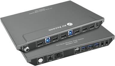 AV Access KVM Switch 2 til 2 HDMI 2.0, 4K60Hz 2K 144/120Hz 4xUSB-A og 2x3.5mm