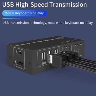 NÖRDIC KVM Switch 4 PC til 1 DisplayPort 1.2 4K 60Hz og 4x USB HDCP 2.2