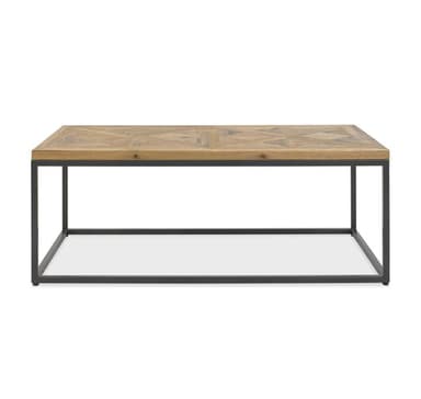 Sofabord INDUS 114x60xH42cm, mosaik egefiner bordplade, grå metalramme