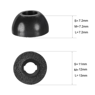 3 par 3 størrelser L/M/S Erstatningsørespidser til Samsung Galaxy Buds Pro Sort