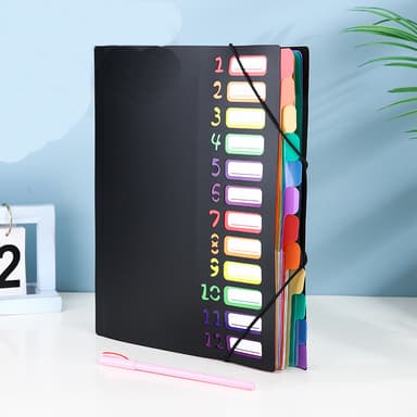 Udvidelse filmappe/filorganisator - 24 lommer i A4-størrelse Sort