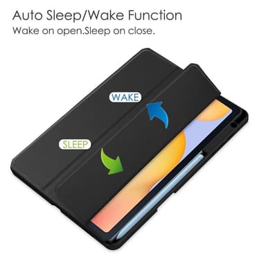 SKALO Samsung Tab S6 Lite Trifold Etui med gennemsigtig bagside - Sort