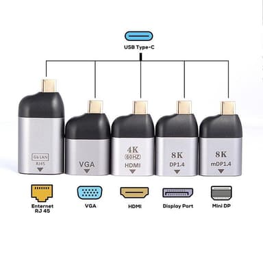 NÖRDIC USBC til HDMI2.0 adapter 4K 60Hz støtte HDCP1.4 og 2,2 plads grå aluminium