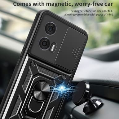 SKALO Motorola Edge 50 Fusion Armor Hybrid Metal Ring Camera Slider - Sort