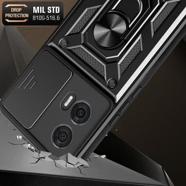SKALO Motorola Edge 50 Fusion Armor Hybrid Metal Ring Camera Slider - Sort