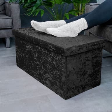 Foldbar Skammelbænk 76x38x38cm Taburet (sort)