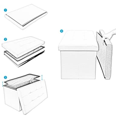 Foldbar Skammelbænk 76x38x38cm Taburet (sort)