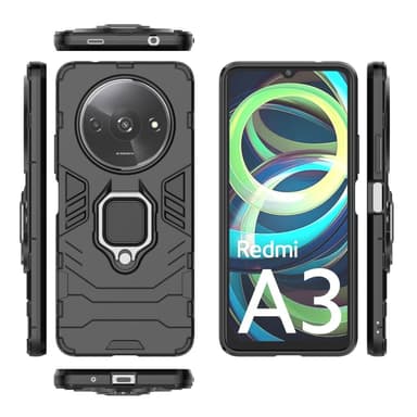 SKALO Xiaomi Redmi A3 Armor Hybrid metal ring cover - Sort