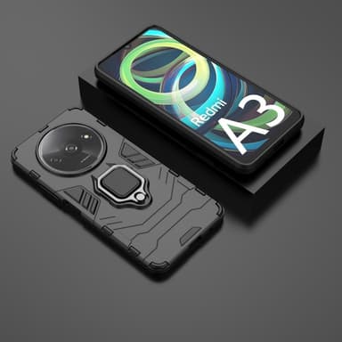SKALO Xiaomi Redmi A3 Armor Hybrid metal ring cover - Sort