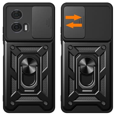 SKALO Motorola Edge 50 Fusion Armor Hybrid Metal Ring Camera Slider - Sort