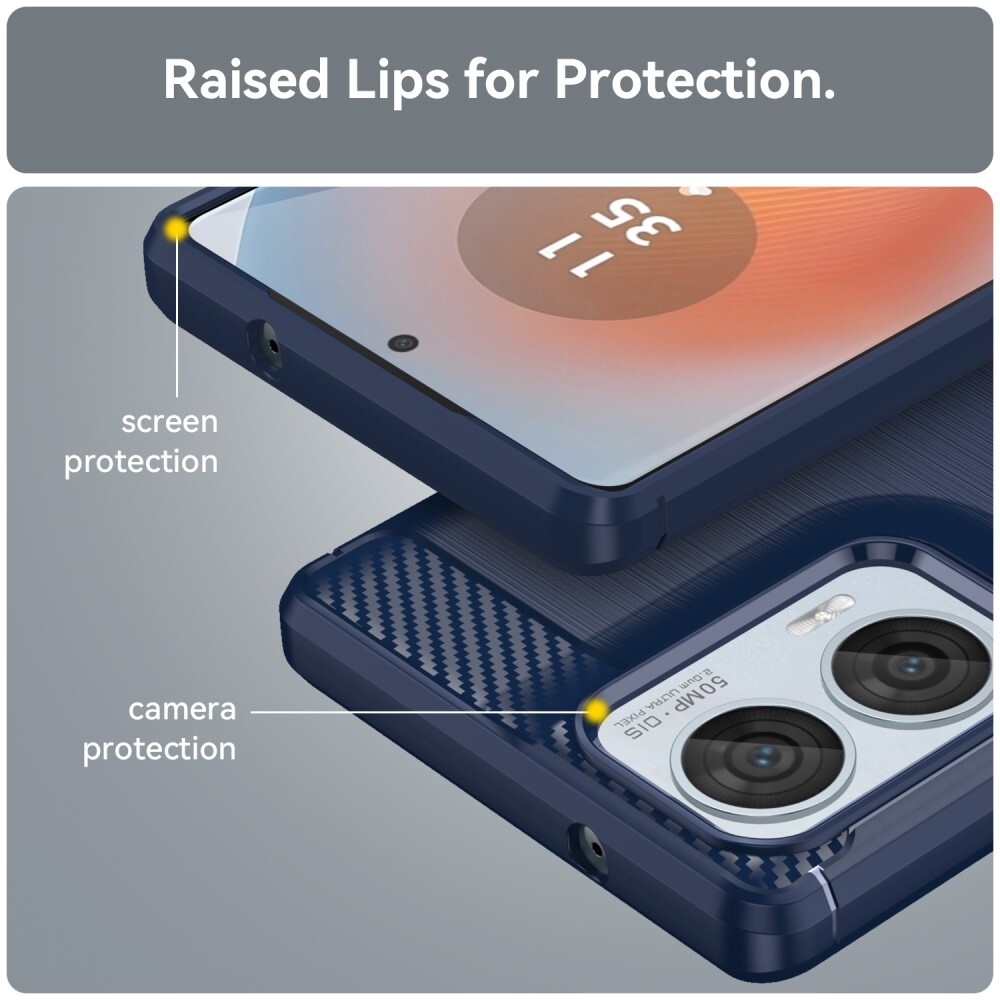 SKALO Motorola Edge 50 Fusion Armor Carbon Stødsikker TPU-cover - Blå