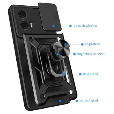SKALO Motorola Edge 50 Fusion Armor Hybrid Metal Ring Camera Slider - Sort