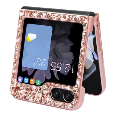 SKALO Samsung Z Flip6 Glitter TPU Cover - Rosa guld