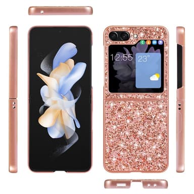 SKALO Samsung Z Flip6 Glitter TPU Cover - Rosa guld