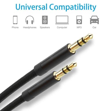 Aux-kabel 3,5 mm lydkabel 2m Stereo jack-kabel