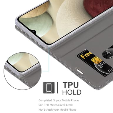 Samsung Galaxy A12 / M12 Pungetui Cover Case (Grå)