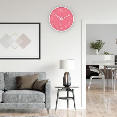 Vægur i30,5 cm diameter Ur (hvid - pink)