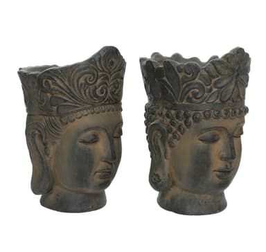 Urtepotte BUDHA HEAD H50cm, brun, bland