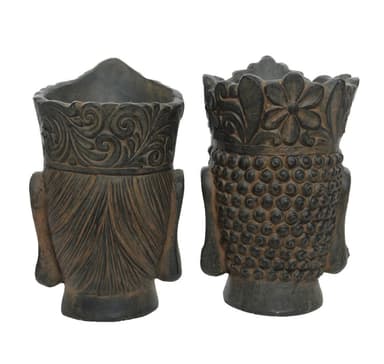 Urtepotte BUDHA HEAD H50cm, brun, bland