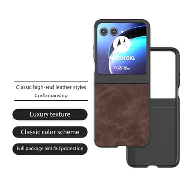 SKALO Motorola Razr 50 5G ABEEL PU læder Fold Cover - Brun