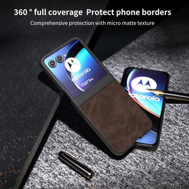 SKALO Motorola Razr 50 5G ABEEL PU læder Fold Cover - Brun