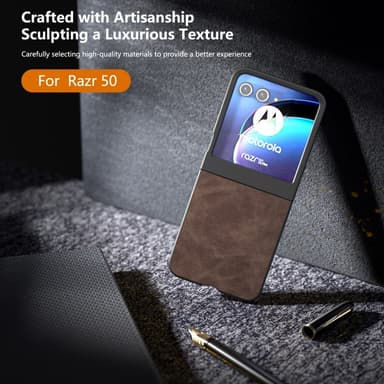 SKALO Motorola Razr 50 5G ABEEL PU læder Fold Cover - Brun