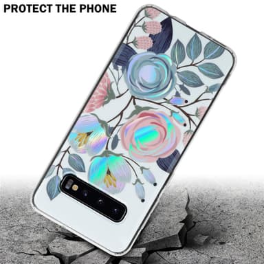 Samsung Galaxy S10 4G Etui Cover Blomster (Hvid)