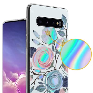 Samsung Galaxy S10 4G Etui Cover Blomster (Hvid)