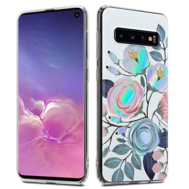 Samsung Galaxy S10 4G Etui Cover Blomster (Hvid)