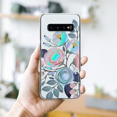Samsung Galaxy S10 4G Etui Cover Blomster (Hvid)