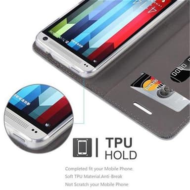HTC ONE M7 Pungetui Cover Case (Grå)