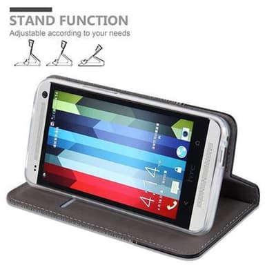 HTC ONE M7 Pungetui Cover Case (Grå)
