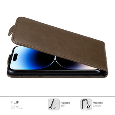 iPhone 14 PRO Pungetui Flip Cover (Brun)