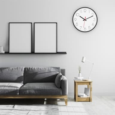 Vægur i30,5 cm diameter Ur (sort - hvid)