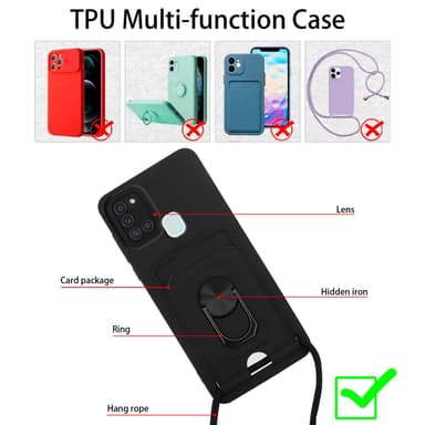 Samsung Galaxy A21s Etui Kæde Cover(Sort)