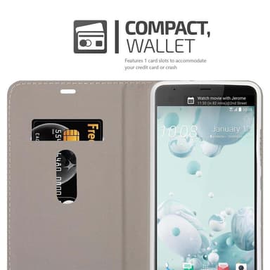 HTC U ULTRA Pungetui Cover Case (Grå)