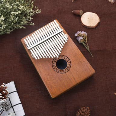 Kalimba Thumb Piano lavet af mahognitræ (mørkebrun)