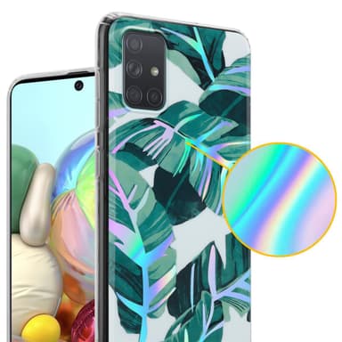 Samsung Galaxy A71 4G Etui Cover Blomster (Hvid)