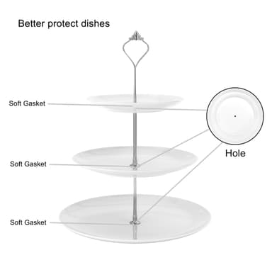Porcelænskageopsats med 3 etager Serveringsopsats